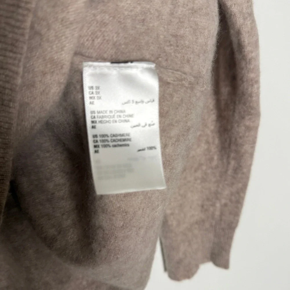 Charter Club Luxury 100% Cashmere V-Neck Sweater Tan Oatmeal Heather 3X Womens